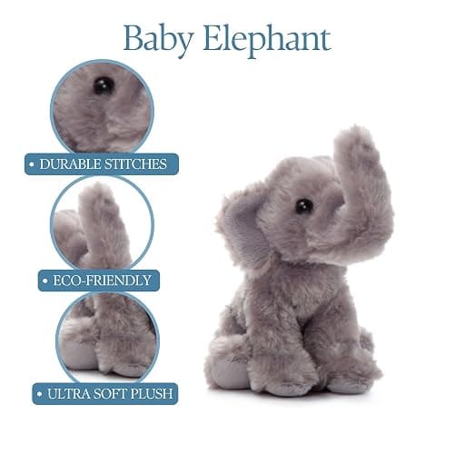 The Petting Zoo Elephant Stuffed Animal Plushie, Gifts for Kids, Wild Onez Babiez Wildlife Animals, Elephant Plush Toy 6 Inches thumbnail 10