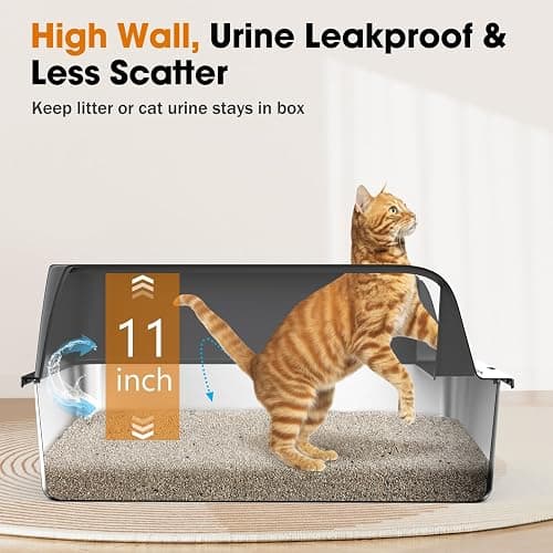 2PACK Stainless Steel Litter Box, Extra Large Litter Boxes for Big Cats, XL Metal Cat Litter Box with Lid High Sides, Anti-Urine Leakage, Non-Sticky, Scoop Included thumbnail 2
