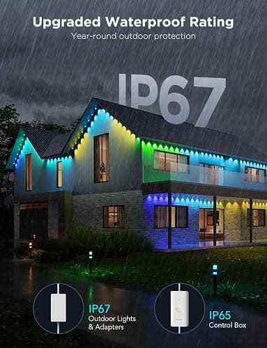 Govee Permanent Outdoor Lights Pro, 200ft with 120 RGBIC LED Lights for Daily and Accent Lighting, 75 Scene Modes for Outdoor Decor, IP67 Waterproof, Works with Alexa, Google Assistant, Matter, White thumbnail 6