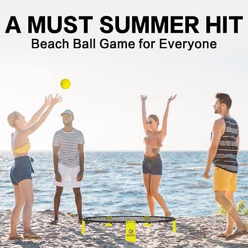 GOOX Outdoor Beach Ball Games with Carrying Bag, 3 Balls, Net and Strip Light (ONLY for Light Up Set)- Roundnet Game Set for Family - Played Outdoors, Indoors, Beach, Lawn, Yard and Park thumbnail 2