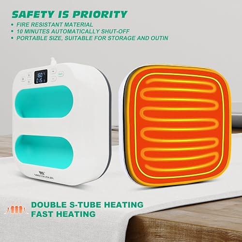 MECOLOUR Heat Press Machine for T Shirts, Portable Heat Press 9"X9" with Heat Press Mat, PTFE Teflon and 8 Pcs Tshirt Ruler Guide, Tshirt Press Machine for Sublimation, HTV, Heat Transfer 110V(Green) thumbnail 6