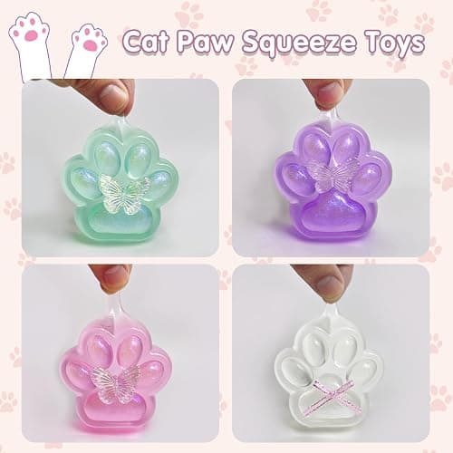 Cat Paw Squishy Squeeze Toys Pinch Cute Fufu Squishy Toys for Anxiety Relief Soft Stress Toys for Relaxation Party Favors Novelty Things Adults Birthdays Cosplay Party (1Pcs Pink) thumbnail 5