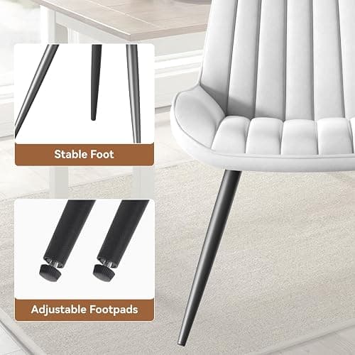 Nebuaegis Modern Kitchen Chairs Set of 4, Comfortable Upholstered Dining Chair with Thick Cushions, Fabric Side Chairs with Metal Legs for Dining Room or Kitchen,White - Set of 4 - White thumbnail 4