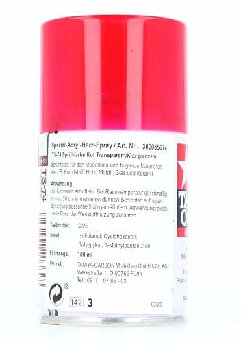 Tamiya Spray Lacquer TS-74 Clear Red - 100ml Spray Can 85074 thumbnail 4