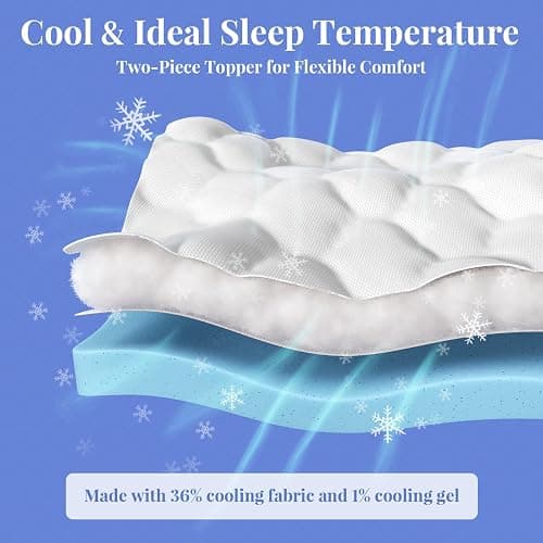 OhGeni Cooling 4 Inch Twin XL Dual Layer Mattress Topper, 2 Inch Gel Memory Foam,2 Inch Soft Pillow Top Pad, College Dorm Essentials Bedroom Mattresses Cover, Comfortable Sleep and Back Pain Relief thumbnail 7
