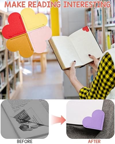 30Pcs Leather Heart Book Marks for Women, Cute Heart Bookmark Corner for Book Lovers Gifts thumbnail 6