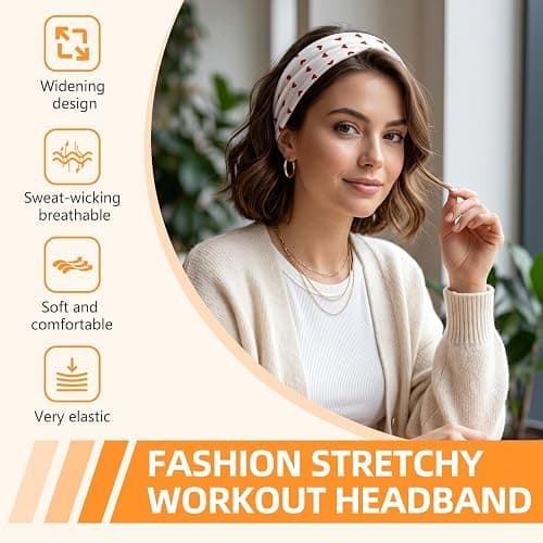 8PCS Summer-Exclusive Non Slip Sports Elastic Soft Running Fashion Headbands Absorb Sweat for Women & Men Working Out, Travel thumbnail 2