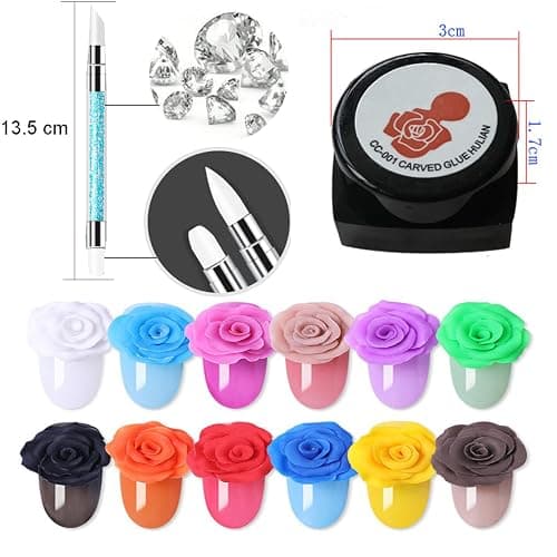 14 Colors Sculpture Painting Nail Gel Set, 3D Nail Carved Gel Sculpture Creative DIY Decoration Painting Glue Soak Off UV, with 1 Carved Painting Pen (14PCS) thumbnail 5