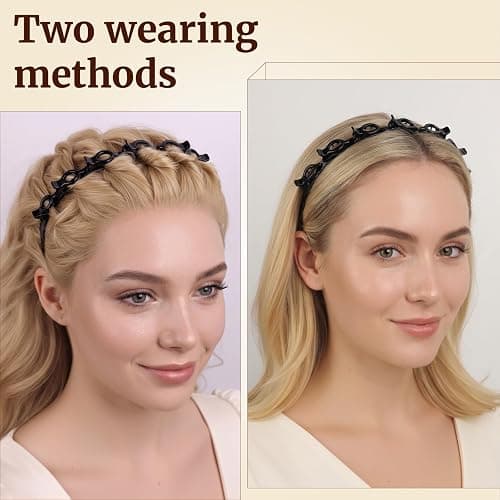 HFZRZFH 2 Pack Clip Headband for Twisty Bangs, 90s Hair Accessories for Women with 8 Mini Clips, Braided Hair Clip Headbands for Y2K Fashion Styling, Black and Brown thumbnail 8