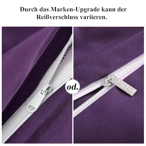 RUIKASI Bettwäsche 220x240 Lila 3teilig - Mikrofaser Bettwäsche-Sets OEKO-TEX, Bettbezüge 220 x 240cm + 2 Kissenbezüge 80x80cm mit Reißverschluss, Weich und Bügelfrei thumbnail 6