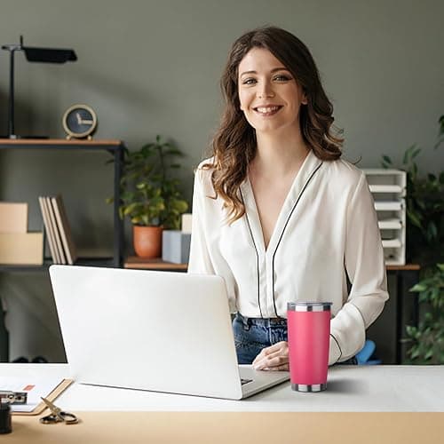 ATIKZHE 20oz Tumbler with Straw and Brush, Stainless Steel Vacuum Insulated tumbler, Double Wall Insulated Coffee Tumbler for Outdoor, Home, Travel,Office (Peach,1pcs) thumbnail 7