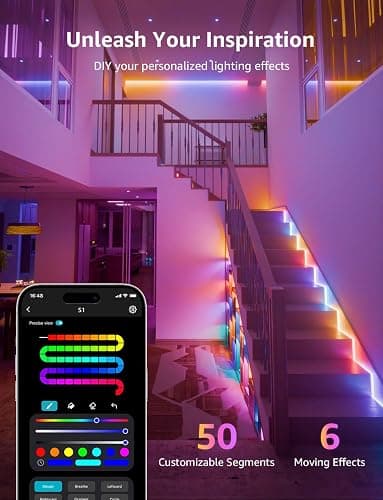 Lepro S1 AI LED Strip Lights for Bedroom - 32.8ft Smart RGB Light Strips with IC and Rainbow Chasing Effects, Color Segment DIY, Personalized Al Lighting Designer, No Remote, 2.4G Wi-Fi & Bluetooth thumbnail 5