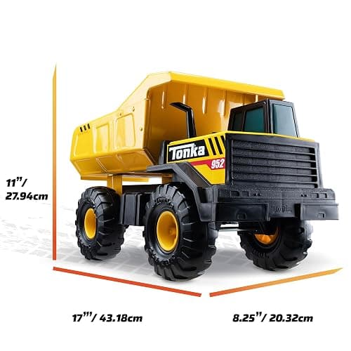 Tonka Steel Classics Mighty Dump Truck - Made with Steel & Sturdy Plastic, Yellow Toy Construction Truck, Boys and Girls, Kids, Toddlers, Ages 3+ thumbnail 3