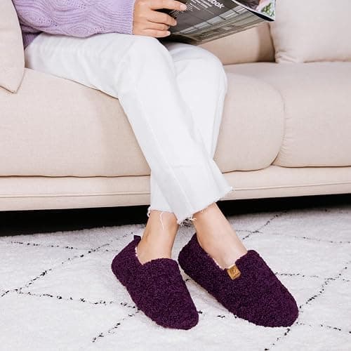 EverFoams Women’s Soft Curly Full Slippers Memory Foam Lightweight House Shoes Cozy Loafer with Polar Fleece Lining thumbnail 2