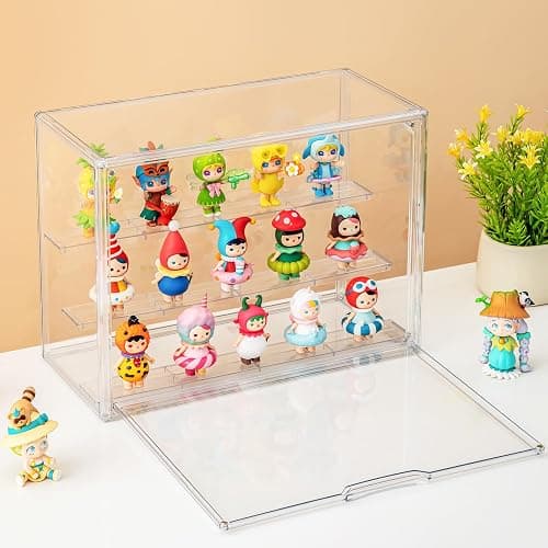 Acrylic Display Cases for Collectibles, 3 Tier Clear Shelf Boxes for Figures, Miniature Dustproof and Stackable Action Figure Display Case (1, Large) thumbnail 8