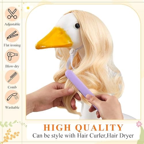 Dansydaisy 3 Pcs Easter Porch Goose Wigs, Porch Goose Outfit Suitable for 17 Inch and 23 Inch Statue, Cute Outdoor Statue Accessories, Patio Yard Goosey Wig for Lawn Garden Easter Decoration(Shocking) thumbnail 4