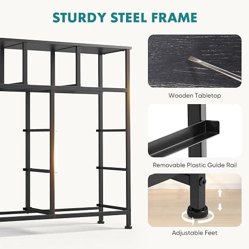 OLIXIS 9 Drawer Storage Dresser with Wood Top - Wide Fabric Chest Organizer for Bedroom, Closet, Living Room,Tower Cabinet, TV Stand, Hallway Entryway Furniture,Black Wood Grain thumbnail 4