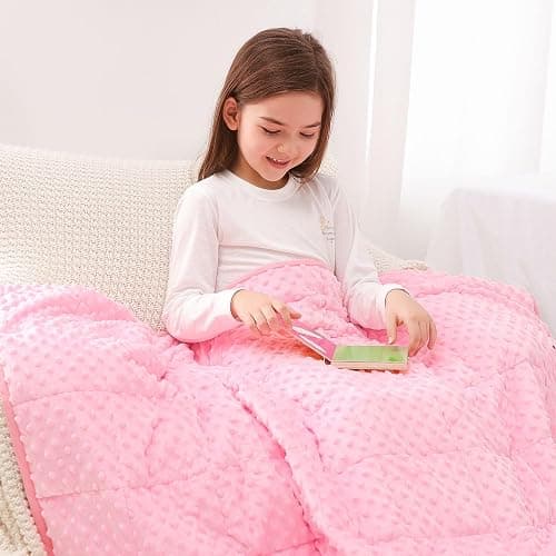 Kivik 3lbs Weighted Blanket, Cooling Soft Minky Dot Heavy Blankets, 36"x48" | Gentle Hug-Like Comfort, Reversible Cooling & Cozy for All Seasons, 7-Layer for Even Weight Distribution, Machine Washable - Image 1
