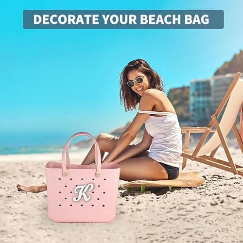 TOYORK Letter Charms for Bog Bag,Decorative Alphabet Bogg Bag Accessories Lettering Insert Charm Compatible with Bogg Bag Original Models,Charms for Rubber Beach Tote Bag White K thumbnail 2