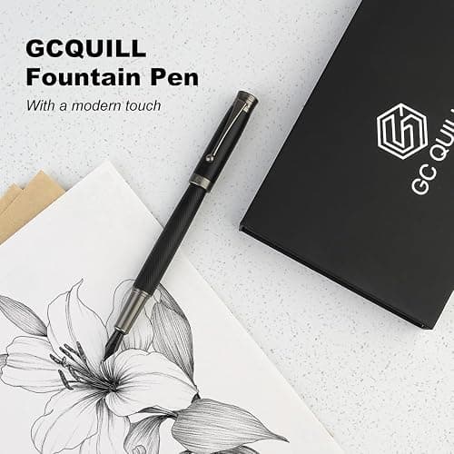 GC QUILL Fountain Pen Set - Fine & Medium Nibs, Includes 18 Ink Cartridges, Ink Refill Converter & Syringe Filler, Gift for Writing, Journaling & Calligraphy MU-13 thumbnail 3