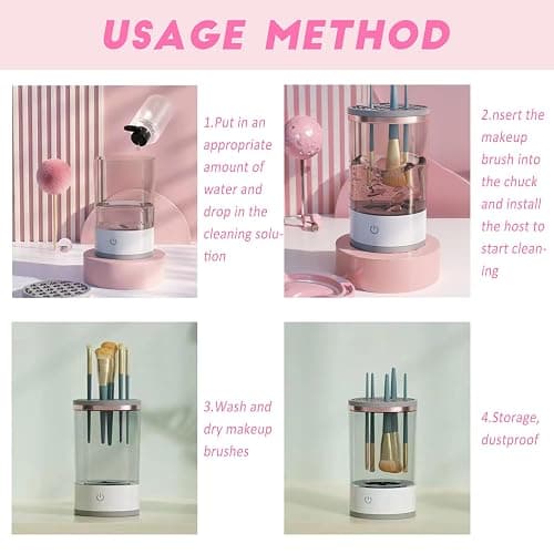JIANGLAI Electric Makeup Brush Cleaner Machine, Automatic Spinning Cosmetic Brush Cleaner, Fits, Clear thumbnail 4