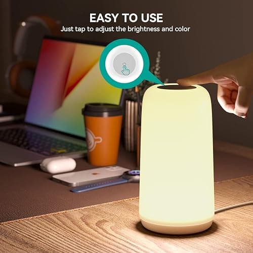 Touch Bedside Table LED Lamp, [Sleek Design & RGB Mode] Multi-Color Dimmable with Warm White Lights, Birthday Gifts for Women Mom, Smart Nightstand Small Lamp for Bedroom Living Room Home Decor thumbnail 6