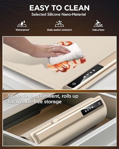 LBOLHZO Warming Mat for Food,10s Rapid Warm Food Warming Mat,3-Temp Food Warmer,Fast Heating BPA-Free Auto Shut Off Chafing Dishes For Buffet,Roll Up Food Warmers For Parties Buffet Valentine Gifts thumbnail 5