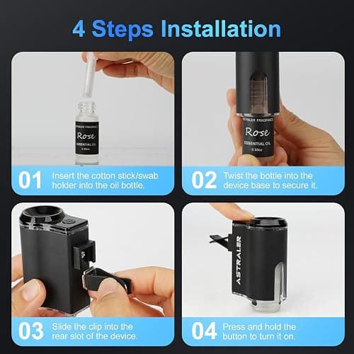 Smart Car Air Freshener Diffuser – Auto On/Off Aromatherapy Diffuser with 3 Scent Modes, USB Rechargeable, Vent Clip, 6 Essential Oil Refills Included – Long-Lasting Fragrance, Car Decor & Gift thumbnail 7