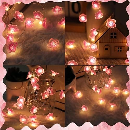 Auting Ghirlanda Luminosa a LED con Fiori di ciliegio, 4 m, 40 LED, Ghirlanda di Fiori a Batteria, con Funzione di temporizzazione, luci Rosa con ghir thumbnail 8