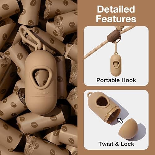 VETRESKA Dog Poop Bags Dispenser with Coffee Scented Waste Bags, Leak Proof | Extra Thick & Strong, 1 Holder and 105 Count Pet Poop Bags (7 Refill Rolls) for Dogs and Cats thumbnail 2