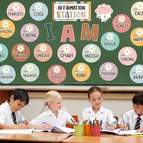 Frienda Boho Affirmation Station Bulletin Board Set Motivational Posters Classroom Mirror Growth Mindset Decor Positive Affirmations Accents Cutouts for School Office Home Teacher Wall Supply thumbnail 2