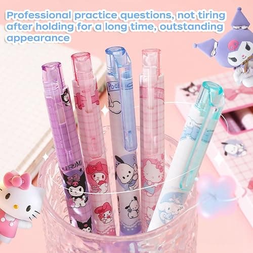 TiaJaMi 5 Pcs Cartoon Ballpoint Pens, Cute Gel Pens, Features a Spring-Loaded Nib Design With a Soft Silicone Protective Sleeve on the Grip Section. thumbnail 5