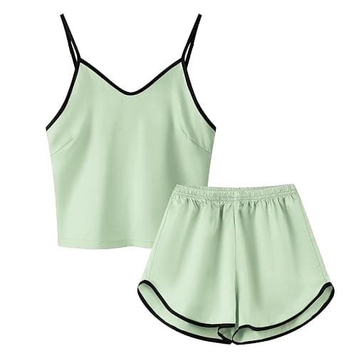Girls & Women Silk Pajamas Set Satin Camisole Sleepwear 2 Piece Pjs, 3 Years - Women XXL - Image 1