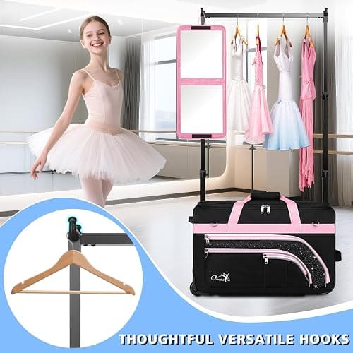 Dance Bag with Garment Rack, 23" Rolling Dance Suitcase Competition Duffle Bag with Garment Rack & Wheels | Versatile Compartments, Upgraded Stable System for Dance Shows, Travel, Cheer, Recital thumbnail 3