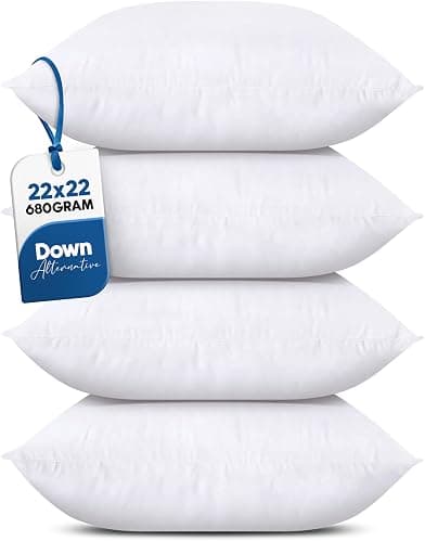 Utopia Bedding Throw Pillows (Set of 4, White), 22 x 22 Inches Pillows for Sofa, Bed and Couch Decorative Stuffer Pillow - Image 1