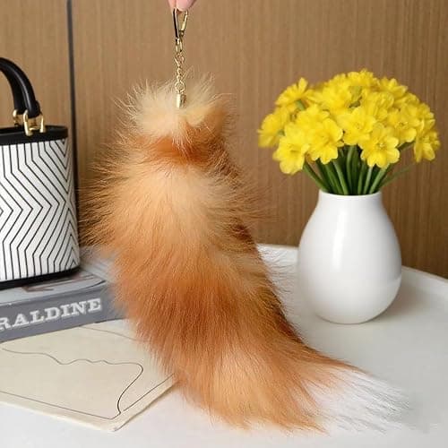 Zuxlwud Fluffy Fox Tail Keychain, Cosplay Accessory with Soft and Thick for Women's Bag Decoration Halloween Party Costume thumbnail 4