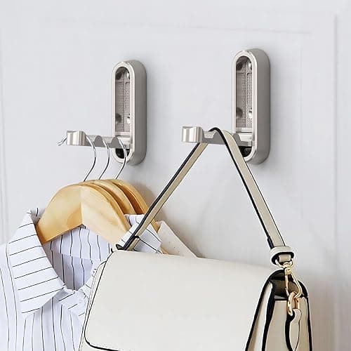 Foldable Coat Hooks, Invisible Folding Retractable Wall Hooks, Single Retractable Hook, Foldable Wall Hooks for Hanging Coats, Scarves, Hats, Bathrobes, Keys, Bags (Silver) thumbnail 2