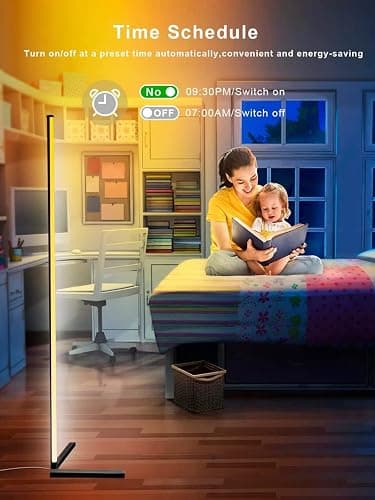 DeeprBling Lampadaire LED d'Angle, 165cm Lampe sur Pied RGB avec APP Contrôle et Télécommande,16 Millions Couleurs et 300 Modes, Musique Sync et Temporisation, Lampe d'Ambiance Moderne pour Salon thumbnail 5