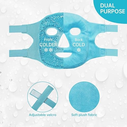 Cold Face Eye Mask Ice Pack Reduce Facial Puff, Dark Circles, Gel Hot Heat Cold Compress Pack, Face SPA Gift for Woman Sleeping, Pressure, Headaches, Skin Care, Post Laser Cosmetic Care[Blue] thumbnail 4