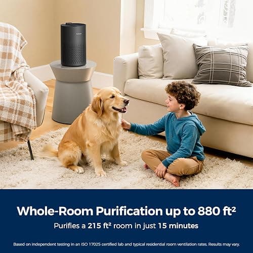 Purivortex Air Purifiers for Home, Quiet HEPA Air Filter for Pollen, Smoke, Dust, Pet Dander, Odor, Hair, Covers Up to 880 Sq Ft (Model: AC400 Black with Fragrance Sponge) thumbnail 2