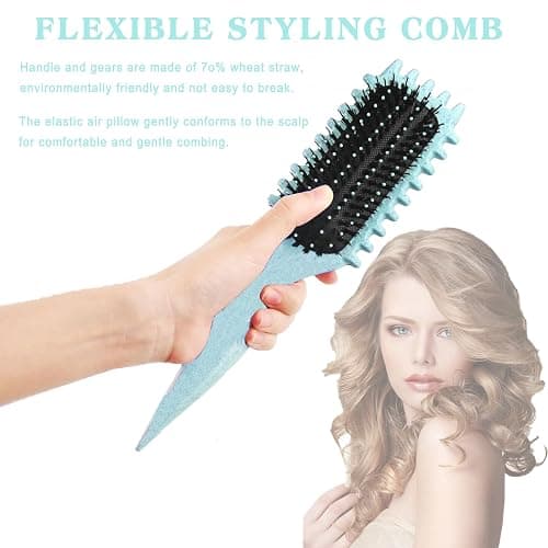 Curly Hair Brush Defining, curl brush, bounce curl，Curl Define Styling Brush for Curly Hair,Shaping and Styling Women's and Men Curls (#green, stripe) thumbnail 6