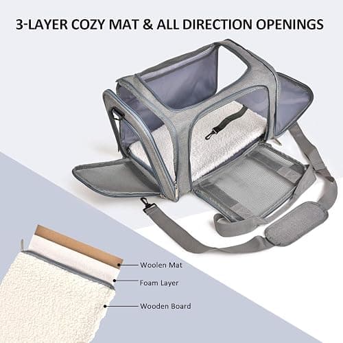Henkelion Cat Carriers Dog Carrier Pet Carrier For Small / Medium Cats Dogs Puppies (Up To 15lbs), TSA Airline Approved Small Dog Carrier Soft Sided, Collapsible Waterproof Travel Puppy Carrier - Grey thumbnail 2