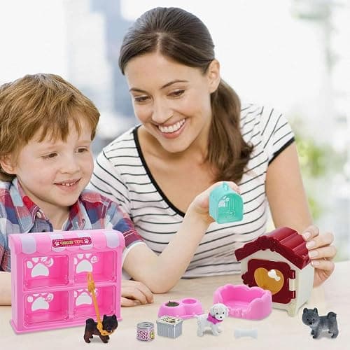iselyn Pet Pretend Play Toys, 35Pcs Dog Figures Playset Toys for Kids Realistic Detailed Dog Care Center with Accessories Toy Sets Educational Gifts for Kids Toddlers Girls Boys thumbnail 6