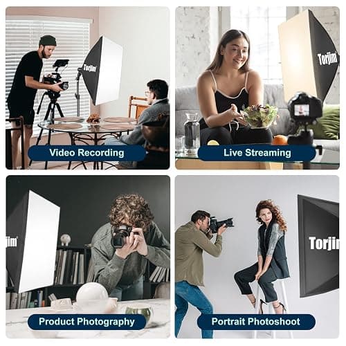 Torjim Softbox Photography Lighting Kit, 2Pcs 27" x 27" Professional Soft Box | 3000K-7500K 85W LED Bulbs with Remote, Photography Continuous Lighting Kit for Studio Lights, Portrait, Video Recording thumbnail 7