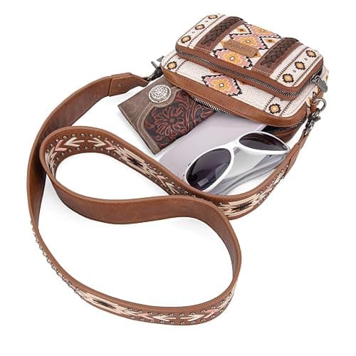Wrangler Crossbody Bag for Women Boho Aztec Small Multi Pocket Crossover Purse thumbnail 6