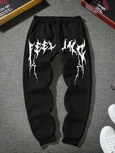 ZAFUL Cuffed Sweatpants for Men Casual Graphic Drawstring Printed Sweat Pants Stretch Loose Joggers thumbnail 2