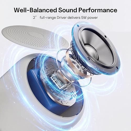 Bobtot Portable Bluetooth Speakers with Strap Easy to Carry, Wireless Waterproof Mini Speaker with Loud Stereo Sound, 20 Hours Playtime, Rechargeable Battery, Built-in Microphone, Light Gray thumbnail 2