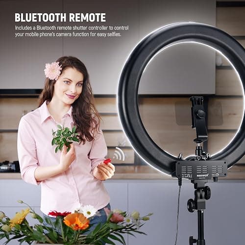 NEEWER 55W 18"/45cm Ring Light Kit [New Version], 5600K Dimmable LED Ringlight Tripod Stand Phone Holder for iPhone Selfie Makeup Lash Tattoo Studio Photo Video Recording Photography Lighting, RL-18 thumbnail 9