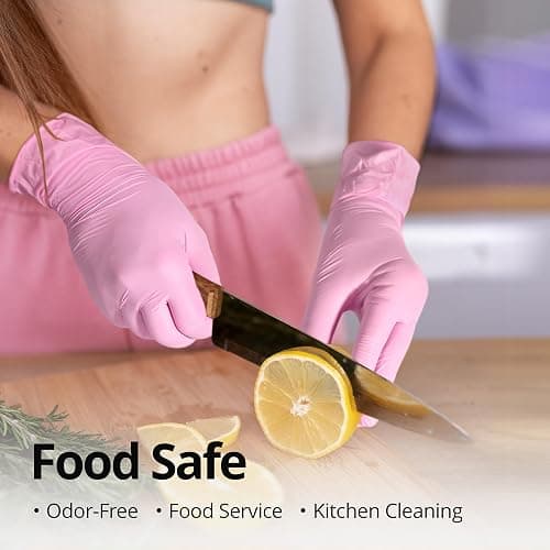 SwiftGrip Pink Nitrile Gloves, 3-mil, Industrial Gloves Disposable Latex Free, for Cleaning & Esthetician, Rubber Powder-Free, 100-ct Box (Small) thumbnail 5