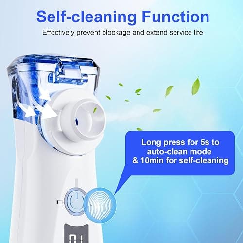 Portable Nebulizer Spacer with Intuitive LED Interface for Adults Kids, 2 Modes with Auto-Cleaning, Handheld Nebulizer with Mouthpiece and Masks thumbnail 5